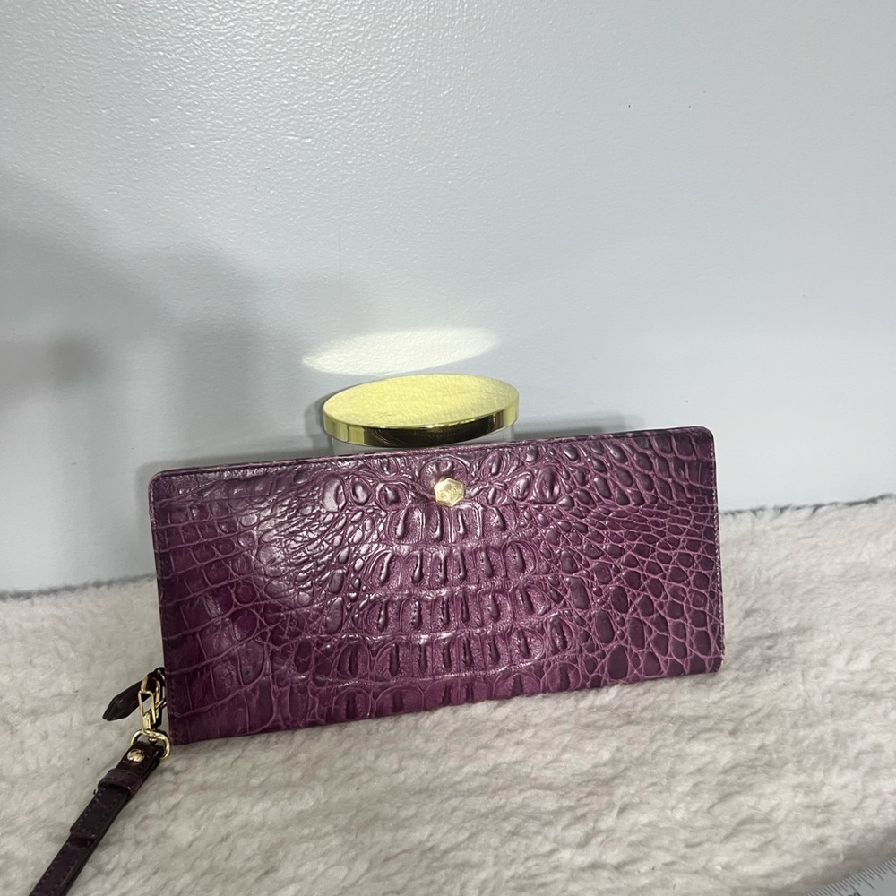 Lodis Purple Crocodile-Embossed Clutch Wristlet